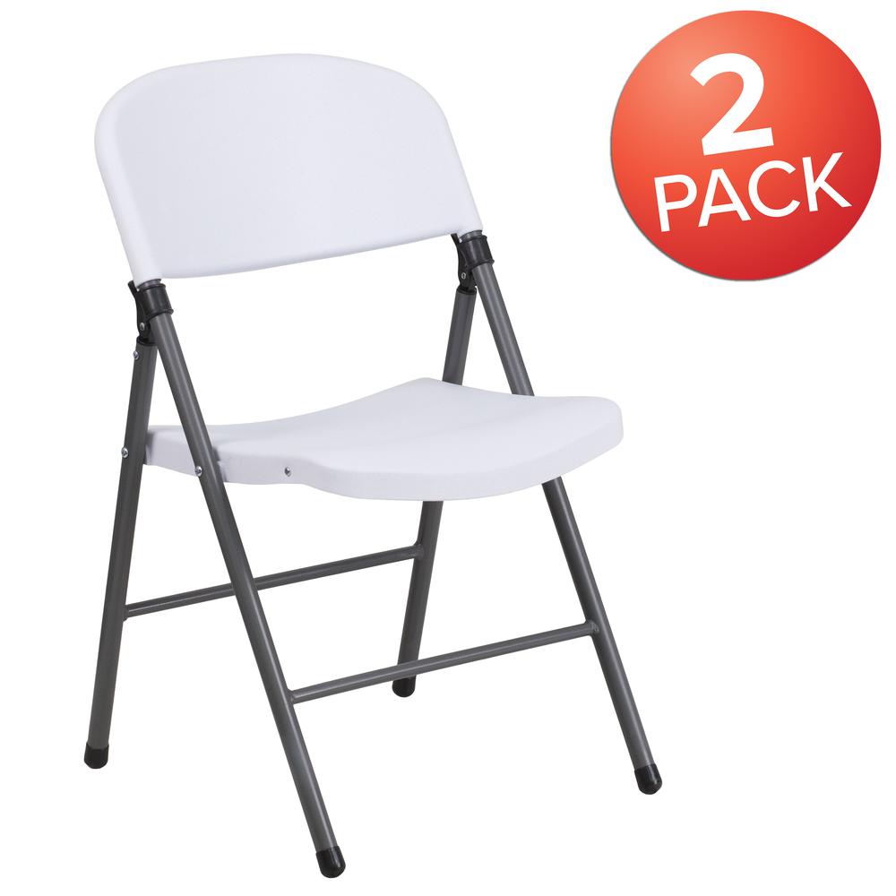 330 lb. Capacity Granite White Plastic Folding Chair with Charcoal Frame. Picture 9