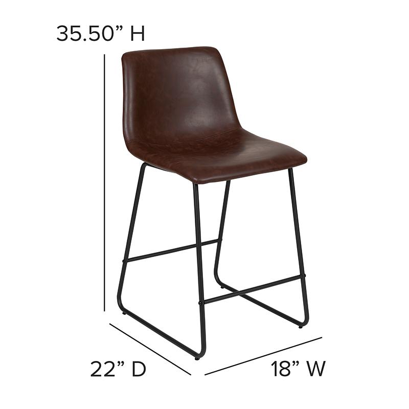 24 Inch LeatherSoft Counter Height Barstools in Dark Brown, Set of 2. Picture 3