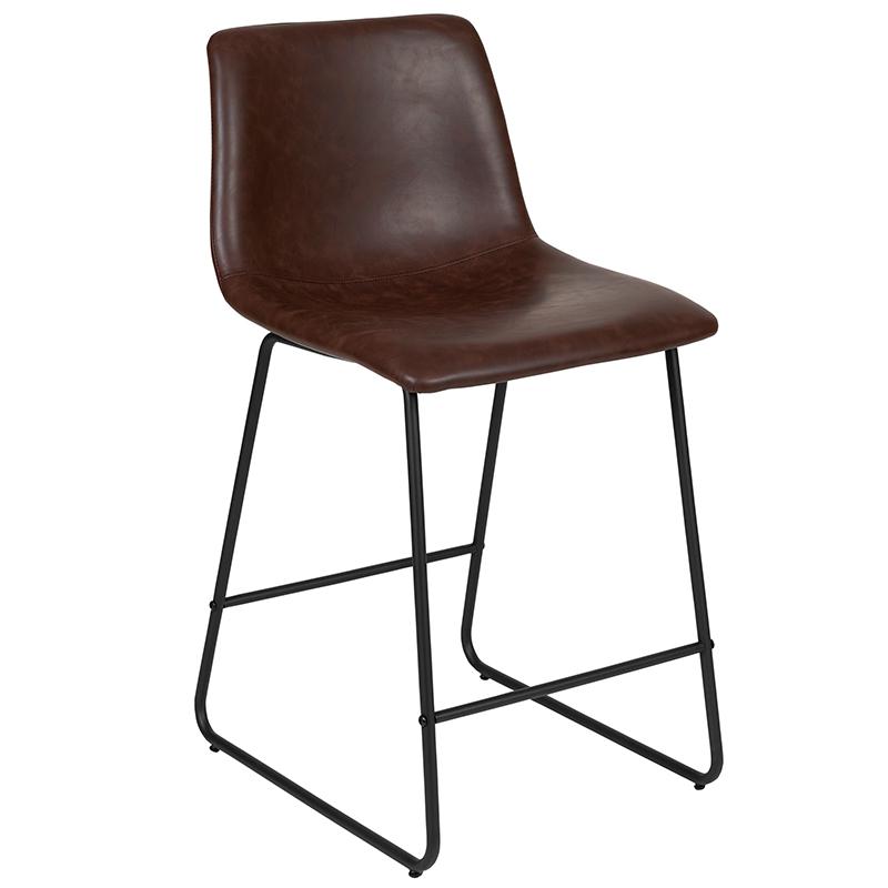 24 Inch LeatherSoft Counter Height Barstools in Dark Brown, Set of 2. Picture 4