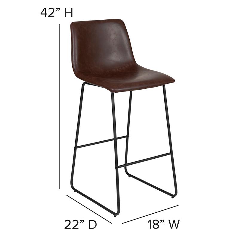 30 inch LeatherSoft Bar Height Barstools in Dark Brown, Set of 2. Picture 3