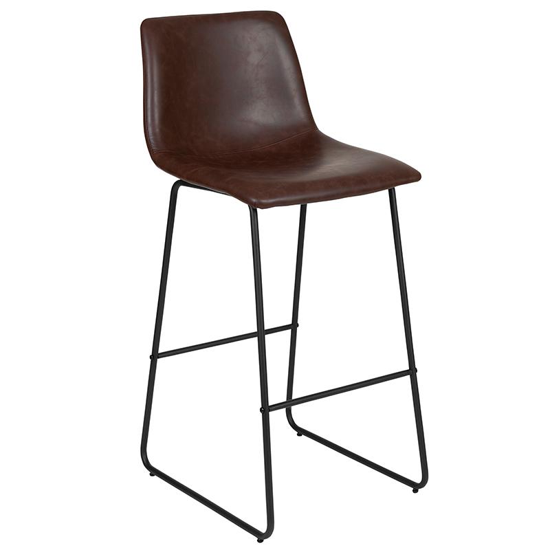 30 Inch LeatherSoft Bar Height Barstools in Dark Brown, Set of 2. Picture 4