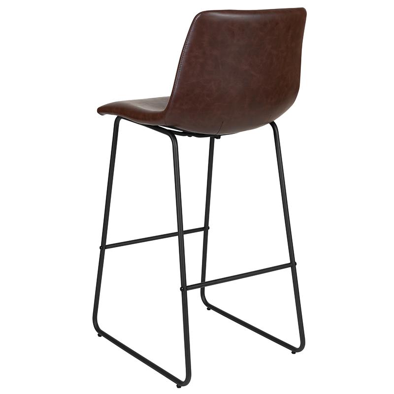30 Inch LeatherSoft Bar Height Barstools in Dark Brown, Set of 2. Picture 1