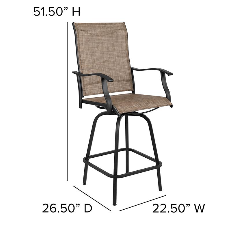 30" All-Weather Patio Swivel Outdoor Stools, Brown, Set of 2. Picture 3