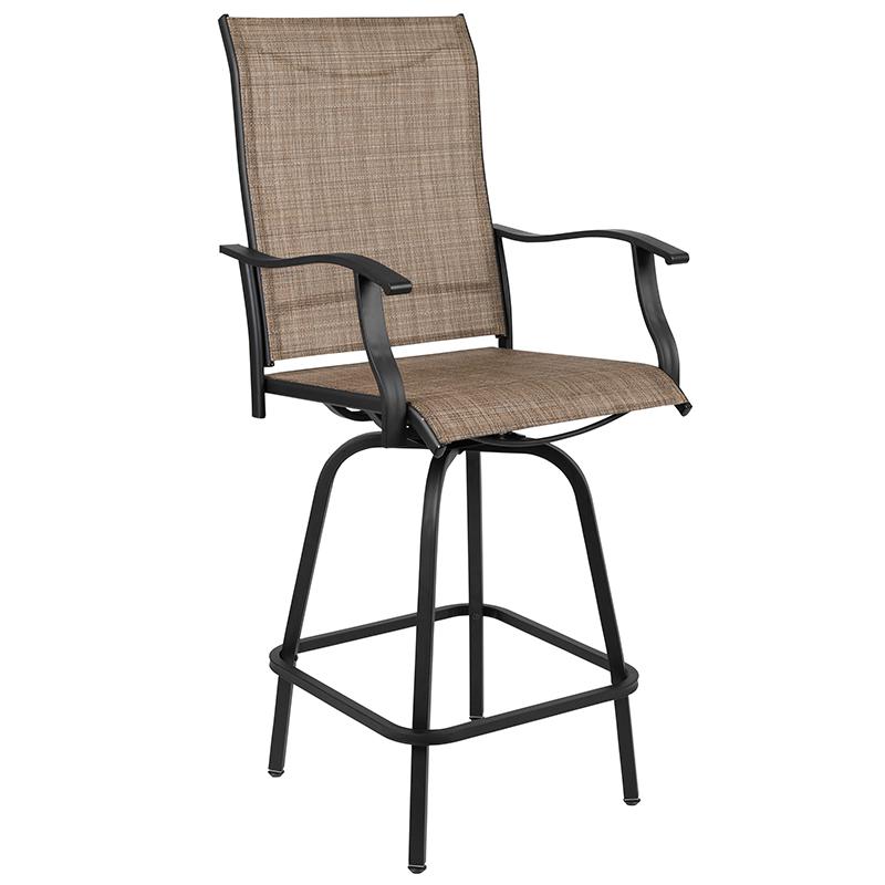 30" All-Weather Patio Swivel Outdoor Stools, Brown, Set of 2. Picture 4