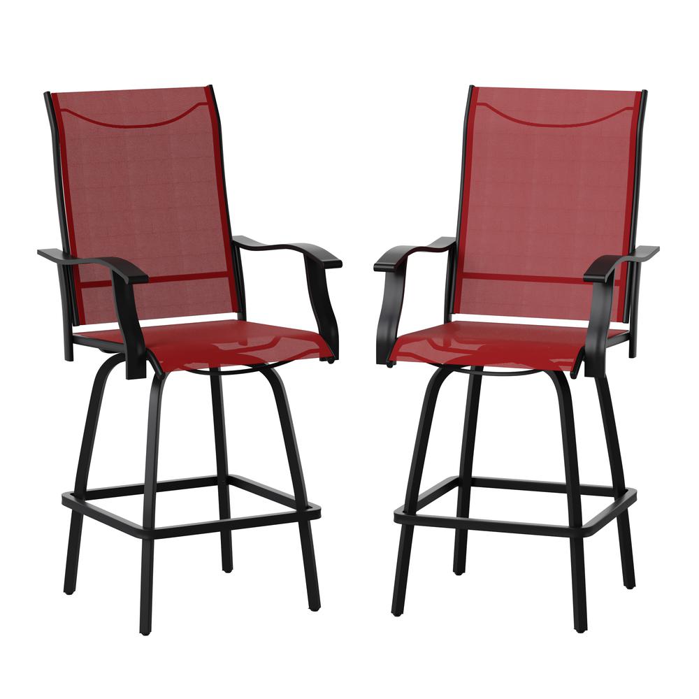 Set of 2 Outdoor Stools - 360 Degree Swivel Bar Stools. Picture 3