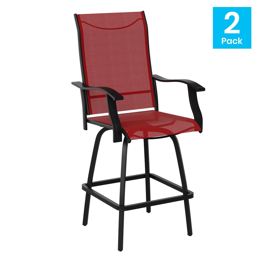 Set of 2 Outdoor Stools - 360 Degree Swivel Bar Stools. Picture 2