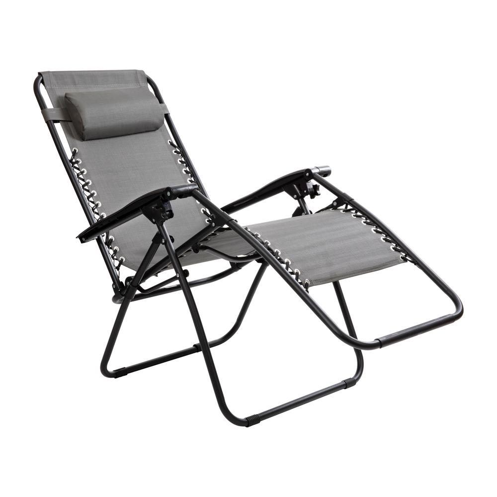 Adjustable Folding Mesh Zero Gravity Reclining Lounge Chair in Gray, Set of 2. Picture 7