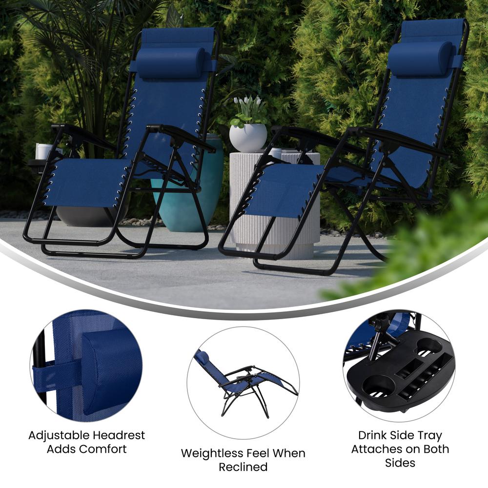 Set of 2 Portable Folding Zero Gravity Lounge Chairs. Picture 8