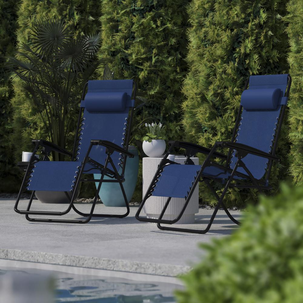 Set of 2 Portable Folding Zero Gravity Lounge Chairs. Picture 4