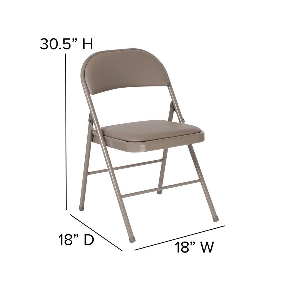 Double Braced Gray Vinyl Folding Chair. Picture 2