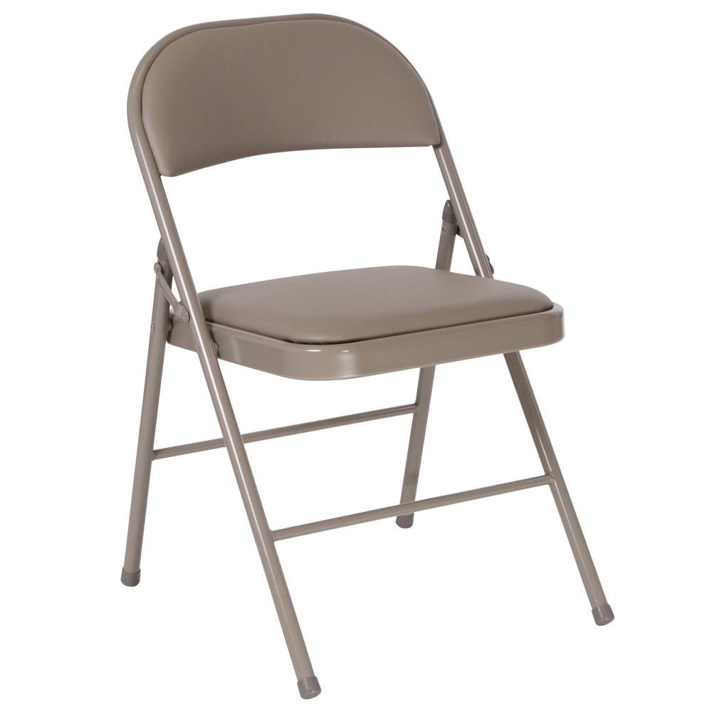 Double Braced Gray Vinyl Folding Chair. Picture 3