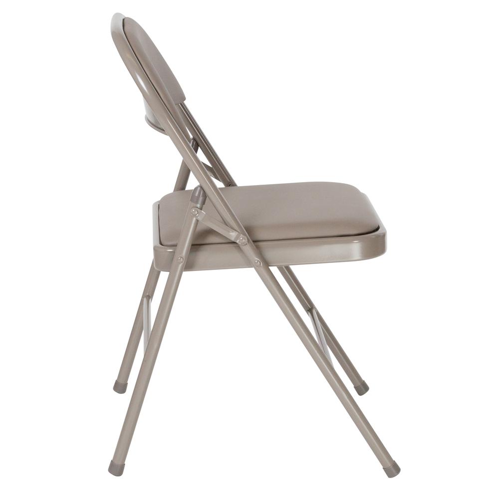 Double Braced Gray Vinyl Folding Chair. Picture 4