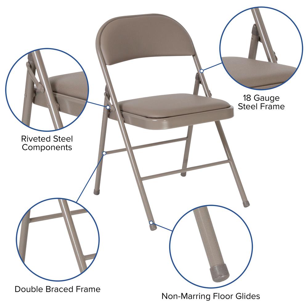 Double Braced Gray Vinyl Folding Chair. Picture 6