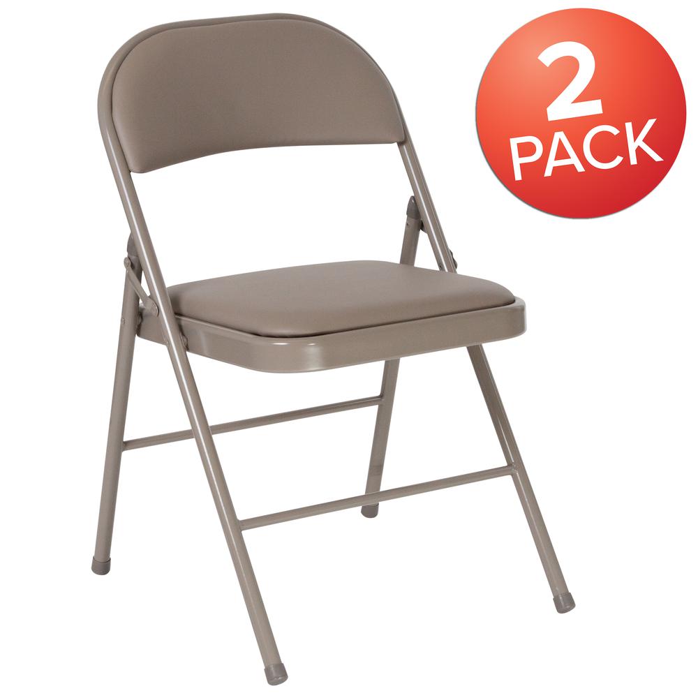 Double Braced Gray Vinyl Folding Chair. Picture 9