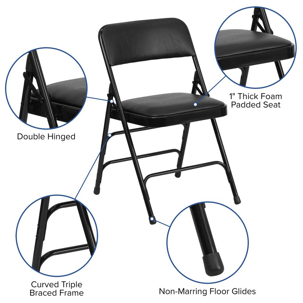 Metal Folding Chairs with Padded Seats | Set of 2 Black Metal Folding Chairs. Picture 7