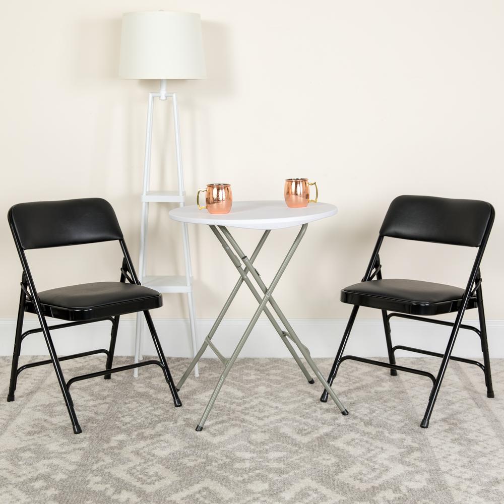 Metal Folding Chairs with Padded Seats | Set of 2 Black Metal Folding Chairs. Picture 8