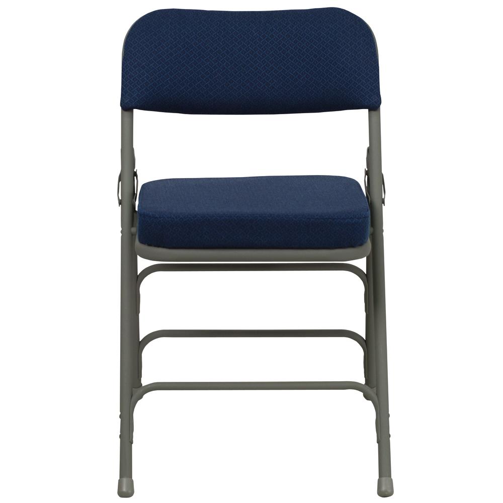 2 Pk. HERCULES Series Premium Curved Triple Braced & Double Hinged Navy Fabric Metal Folding Chair. Picture 6