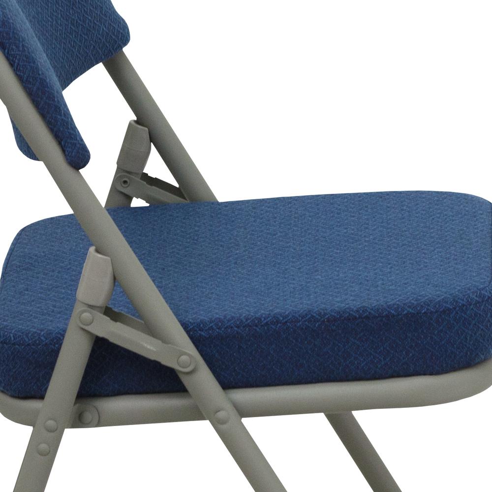 2 Pk. HERCULES Series Premium Curved Triple Braced & Double Hinged Navy Fabric Metal Folding Chair. Picture 8