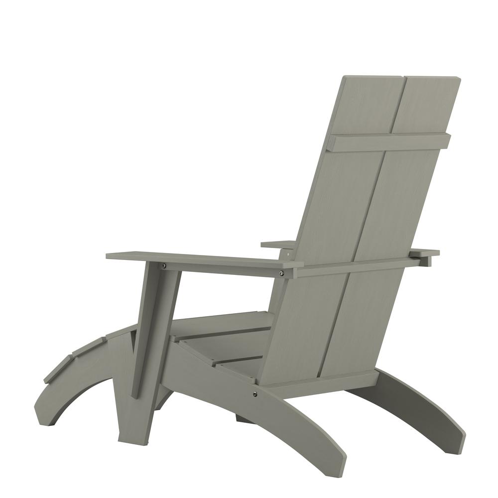 Set of 2 Sawyer Modern All-Weather Poly Resin Wood Adirondack Chairs with Foot Rests in Gray. Picture 8