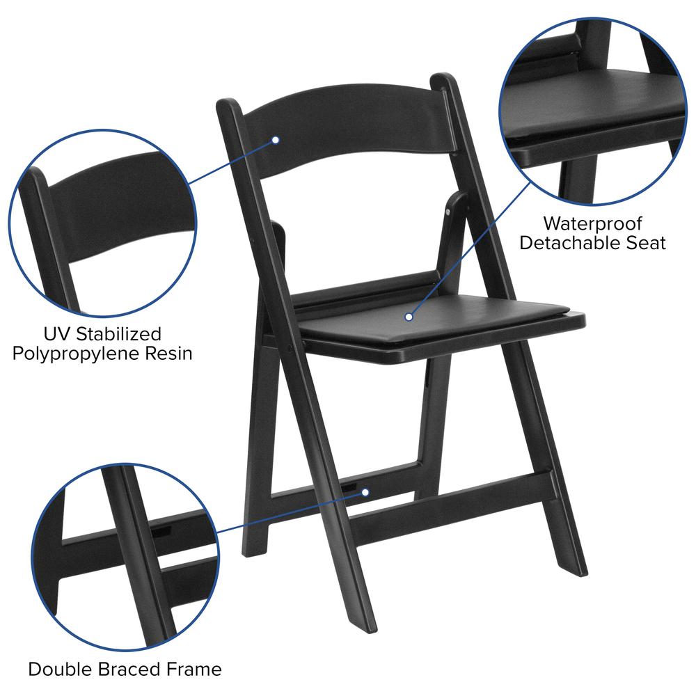 Folding Chair - Black Resin – 1000LB Weight Capacity - Event Chair. Picture 7