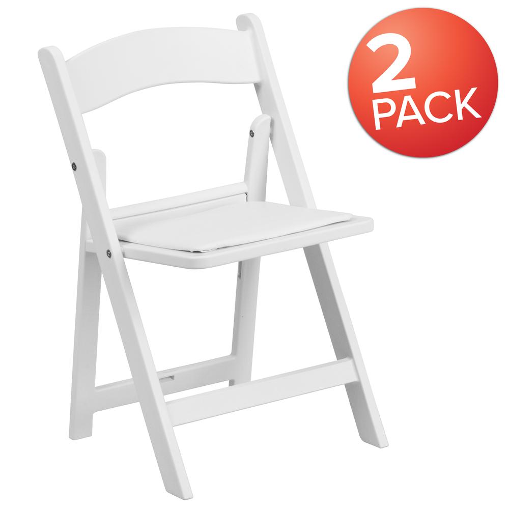 Kids White Resin Folding Chair with White Vinyl Padded Seat. Picture 9