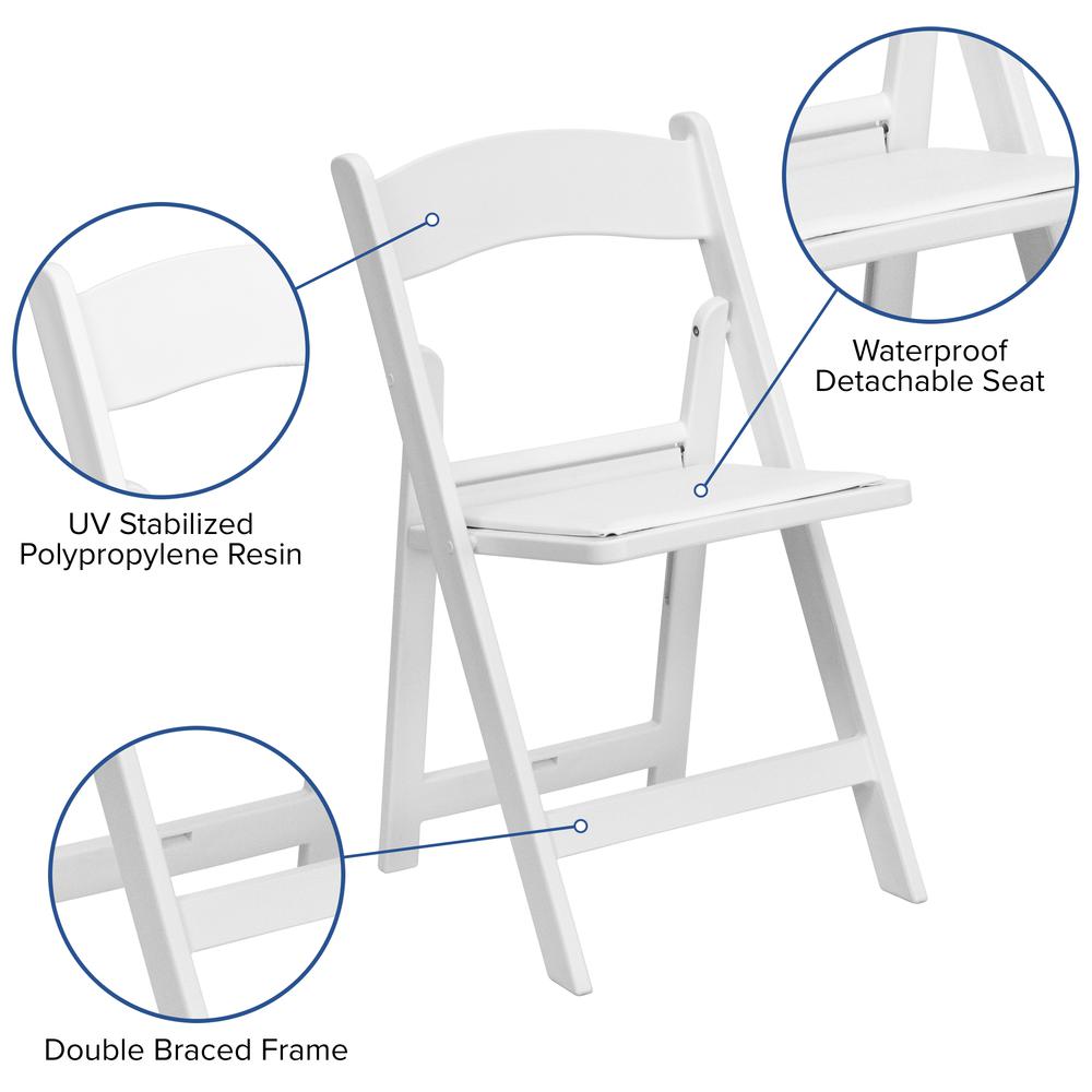 Folding Chair - White Resin – 1000LB Weight Capacity - Event Chair. Picture 7
