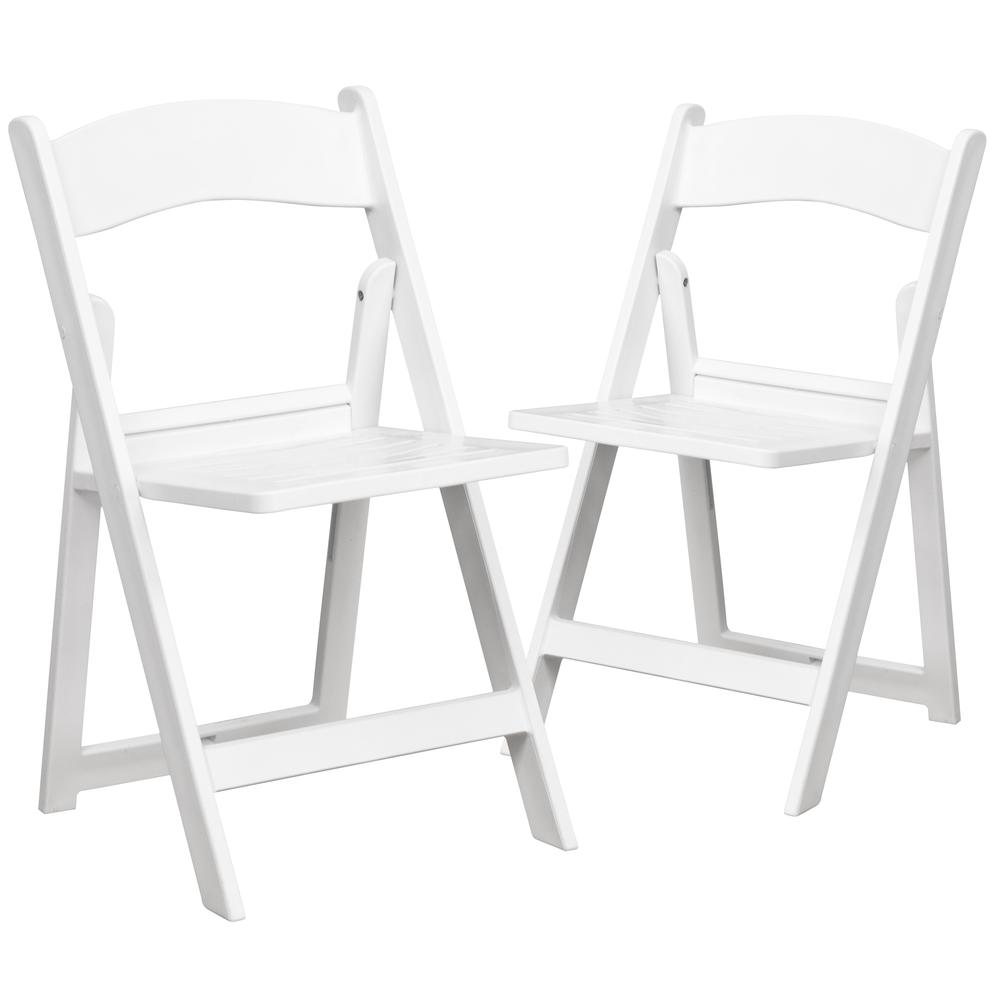 1000 lb. Capacity White Resin Folding Chair with Slatted Seat. Picture 1