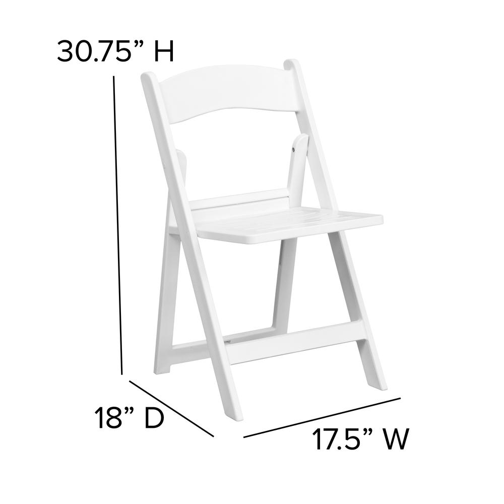 1000 lb. Capacity White Resin Folding Chair with Slatted Seat. Picture 2