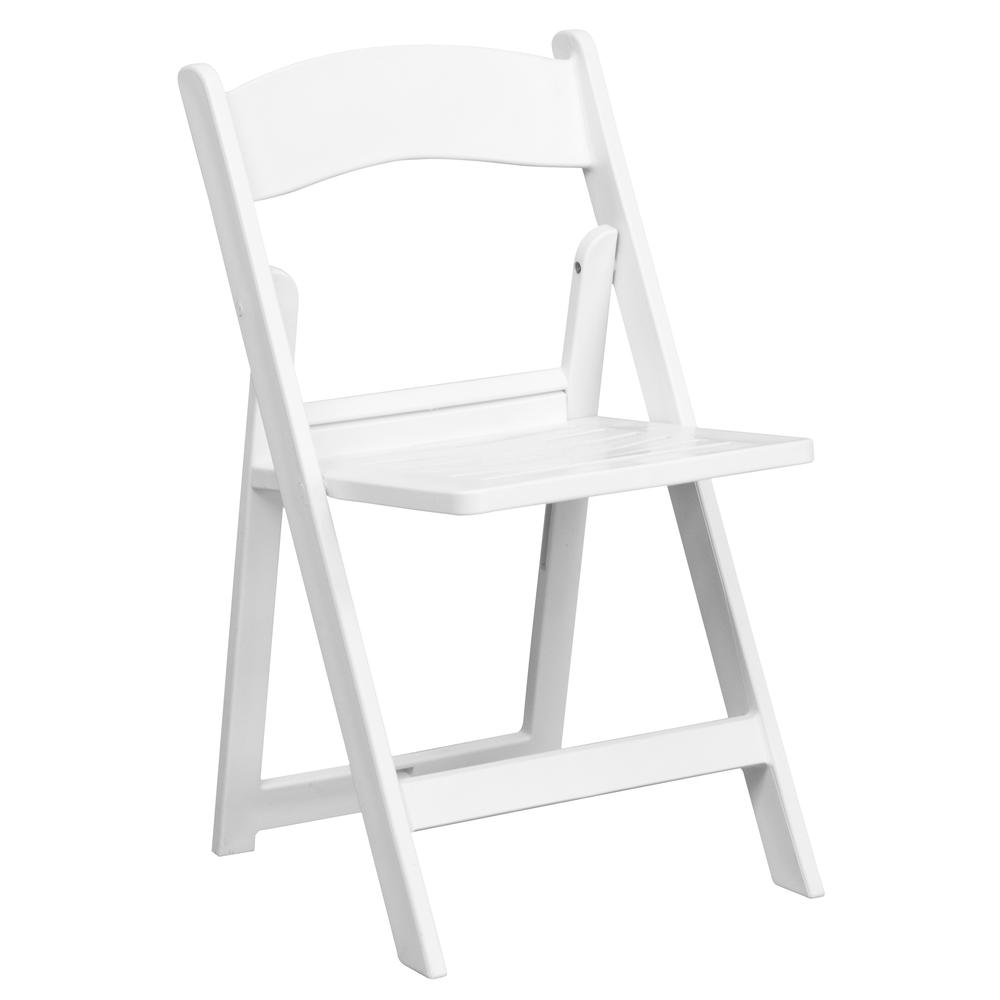 1000 lb. Capacity White Resin Folding Chair with Slatted Seat. Picture 3