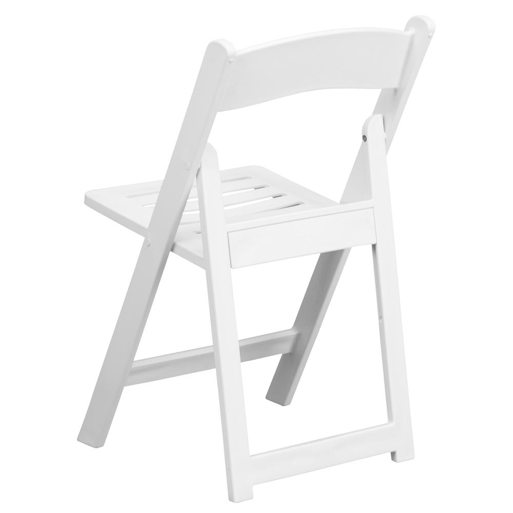 1000 lb. Capacity White Resin Folding Chair with Slatted Seat. Picture 5
