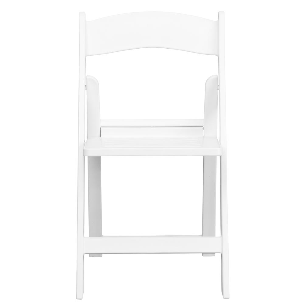 1000 lb. Capacity White Resin Folding Chair with Slatted Seat. Picture 6