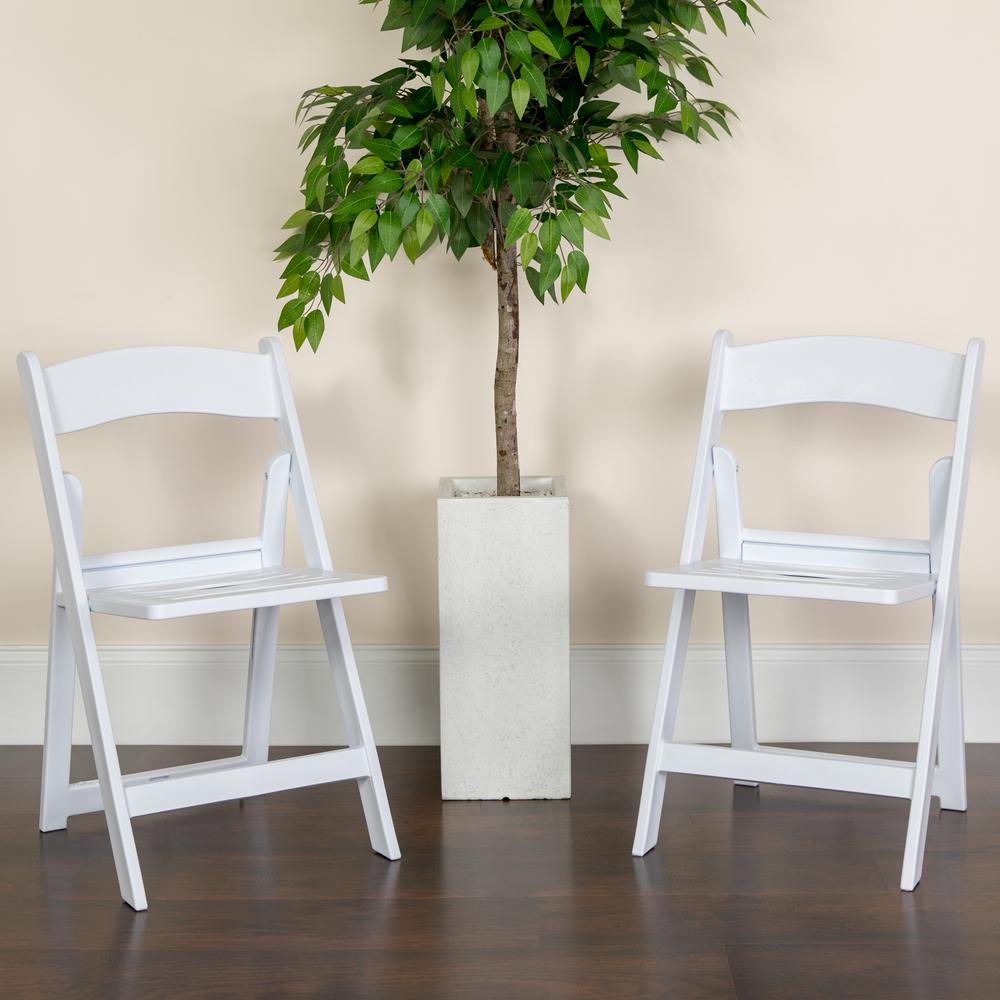 1000 lb. Capacity White Resin Folding Chair with Slatted Seat. Picture 8