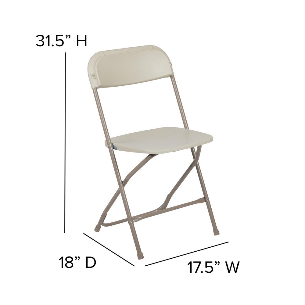 Folding Chair -  - Beige Plastic - 650LB Weight Capacity. Picture 2
