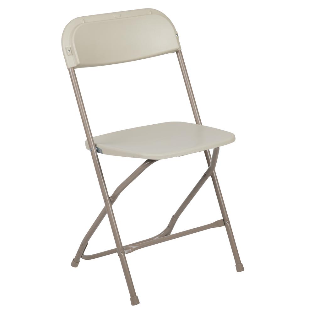 Folding Chair -  - Beige Plastic - 650LB Weight Capacity. Picture 3