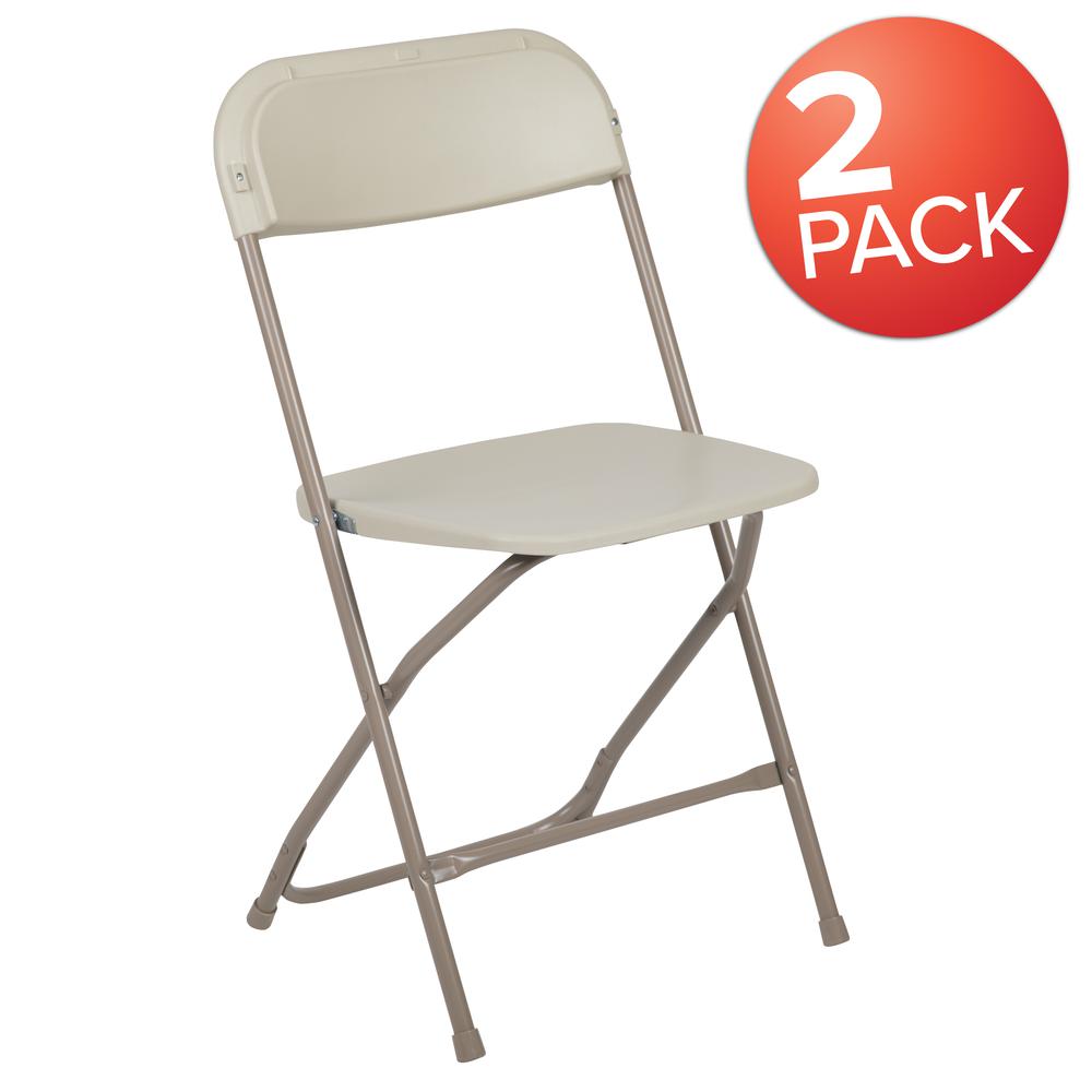 Folding Chair -  - Beige Plastic - 650LB Weight Capacity. Picture 13