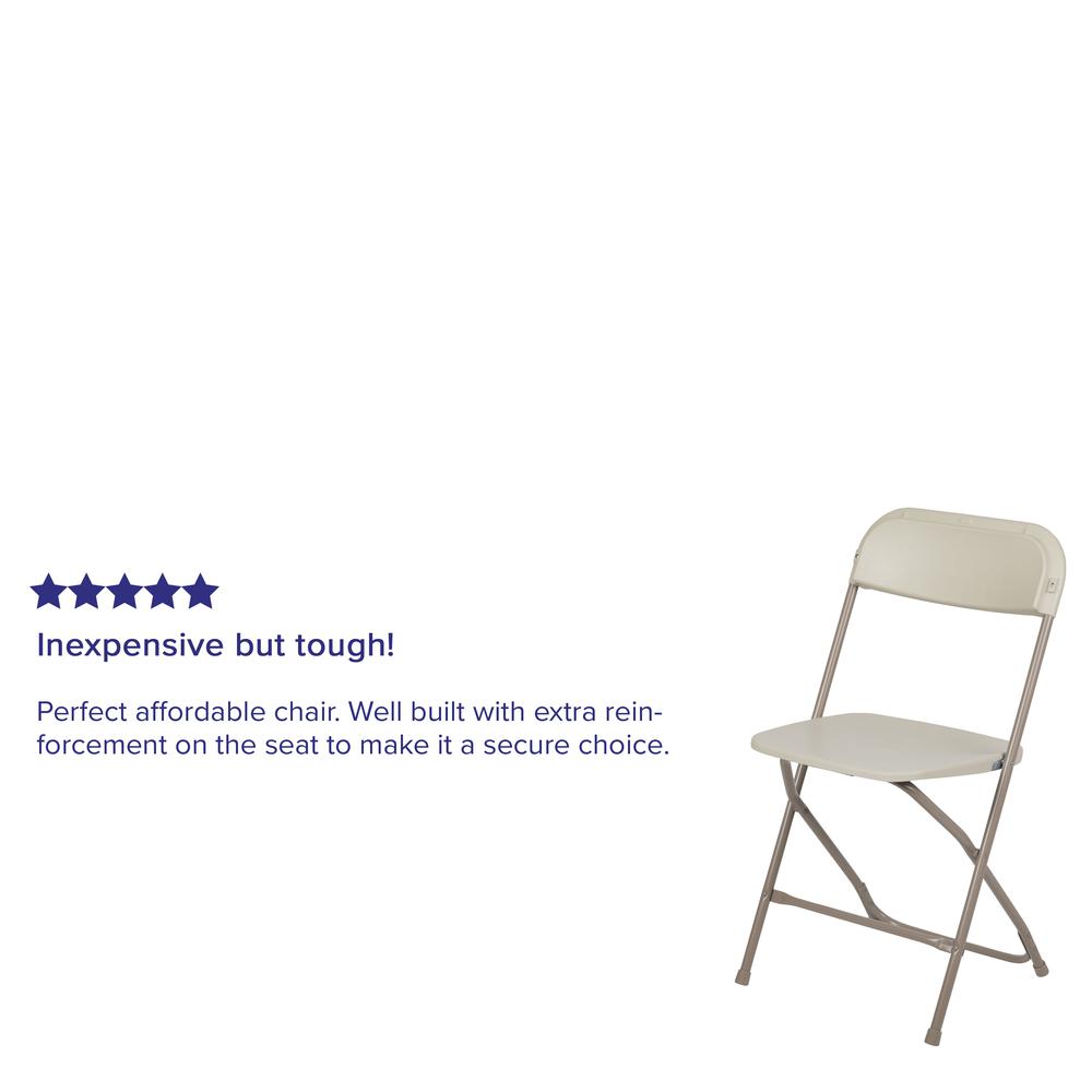 Folding Chair -  - Beige Plastic - 650LB Weight Capacity. Picture 14