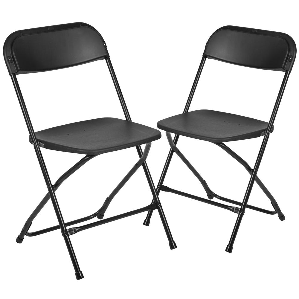 Folding Chair -  - Black Plastic - 650LB Weight Capacity. Picture 1