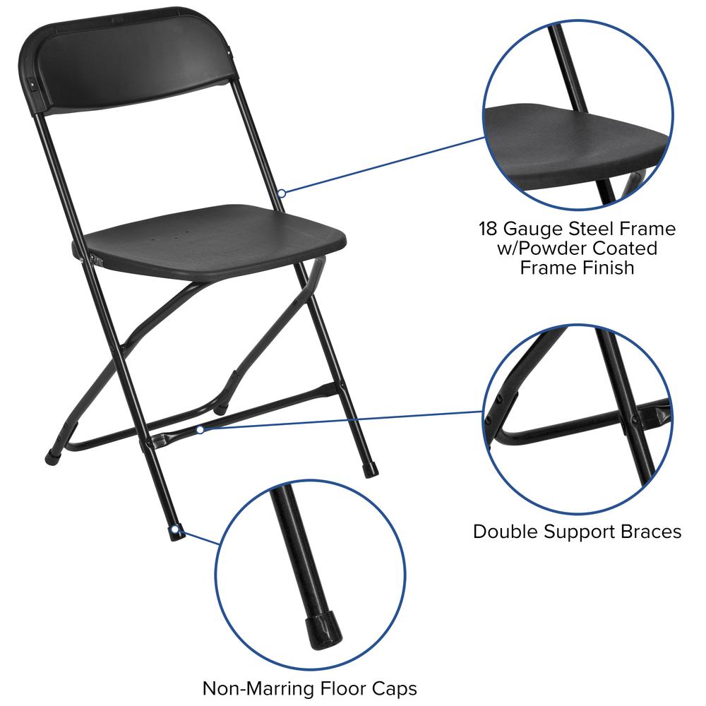 Folding Chair -  - Black Plastic - 650LB Weight Capacity. Picture 7