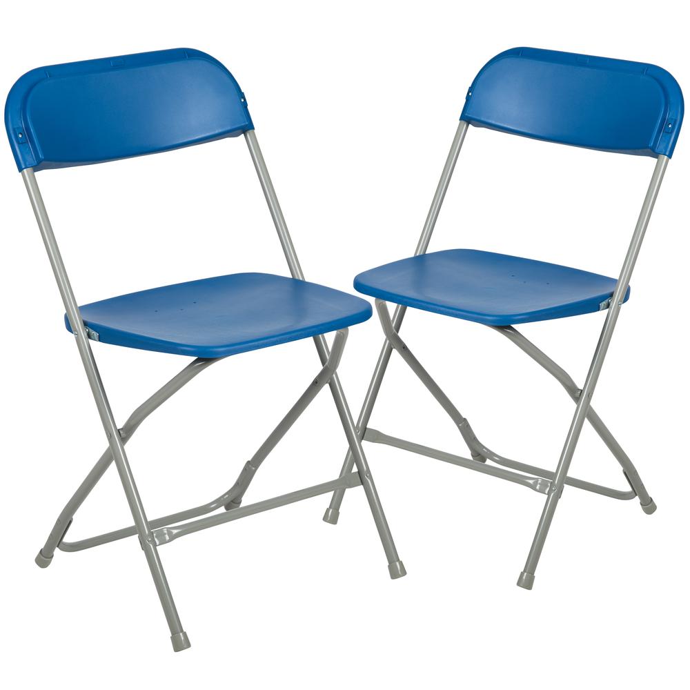 2 Pk. HERCULES Series 650 lb. Capacity Premium Blue Plastic Folding Chair. The main picture.