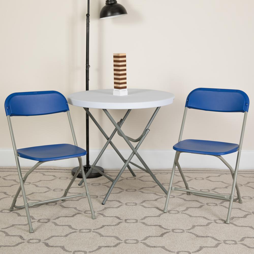 2 Pk. HERCULES Series 650 lb. Capacity Premium Blue Plastic Folding Chair. Picture 12