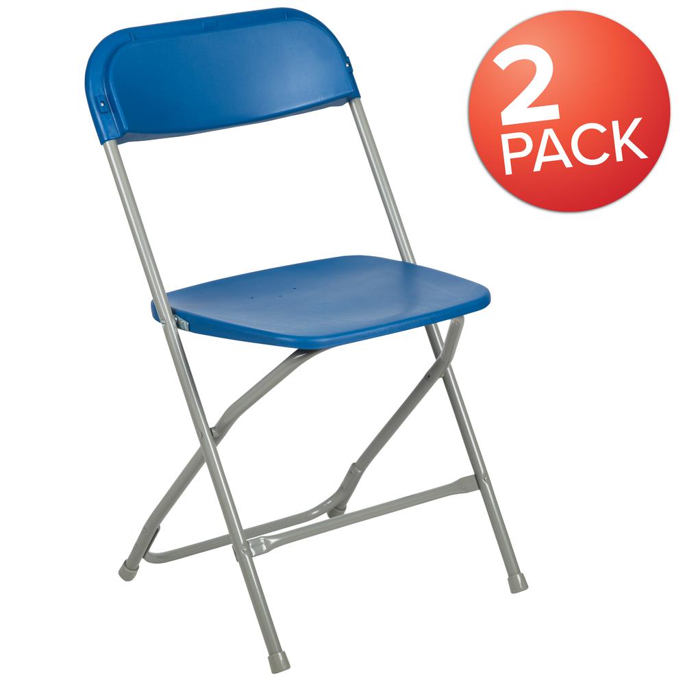 2 Pk. HERCULES Series 650 lb. Capacity Premium Blue Plastic Folding Chair. Picture 13