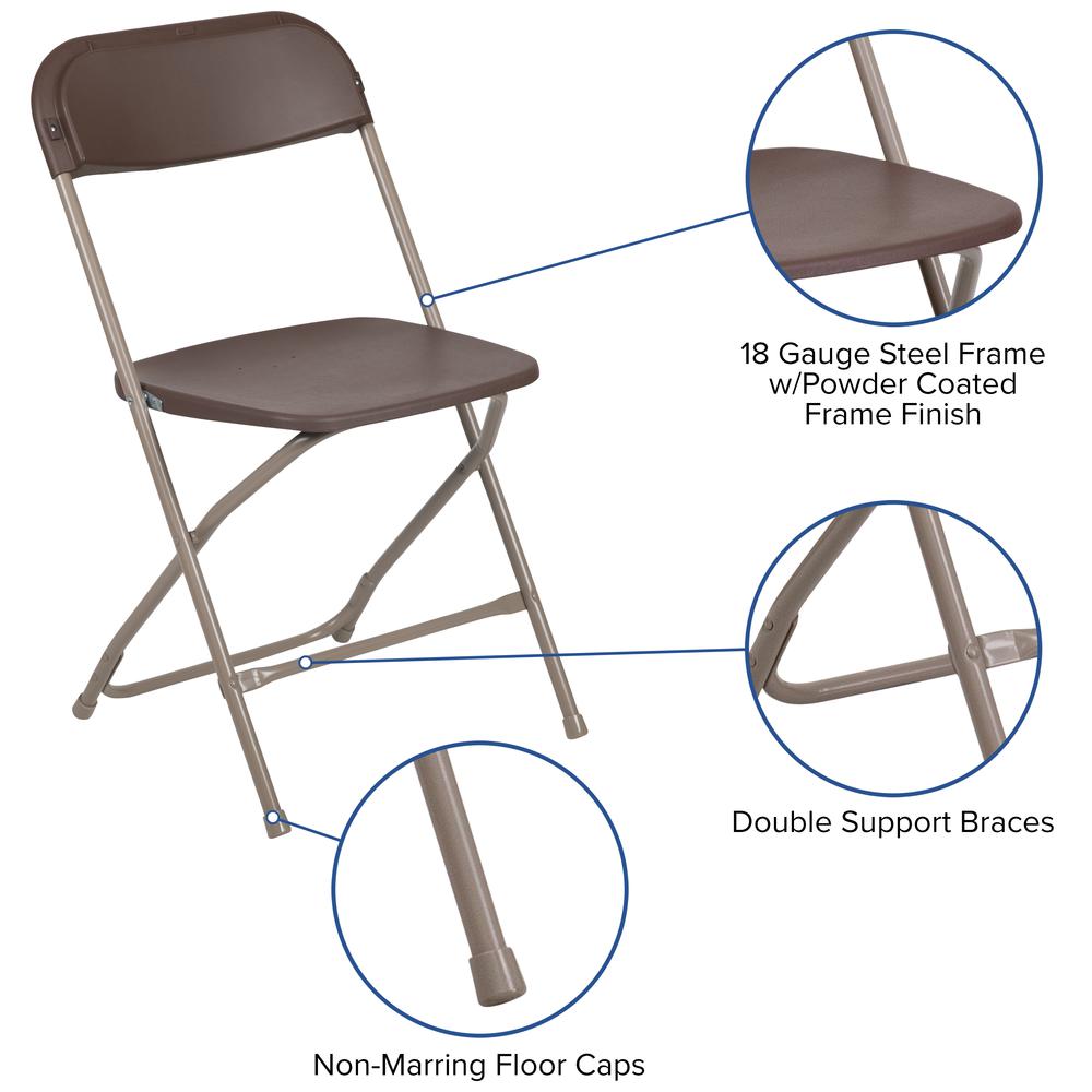 Folding Chair -  - Brown Plastic - 650LB Weight Capacity. Picture 7