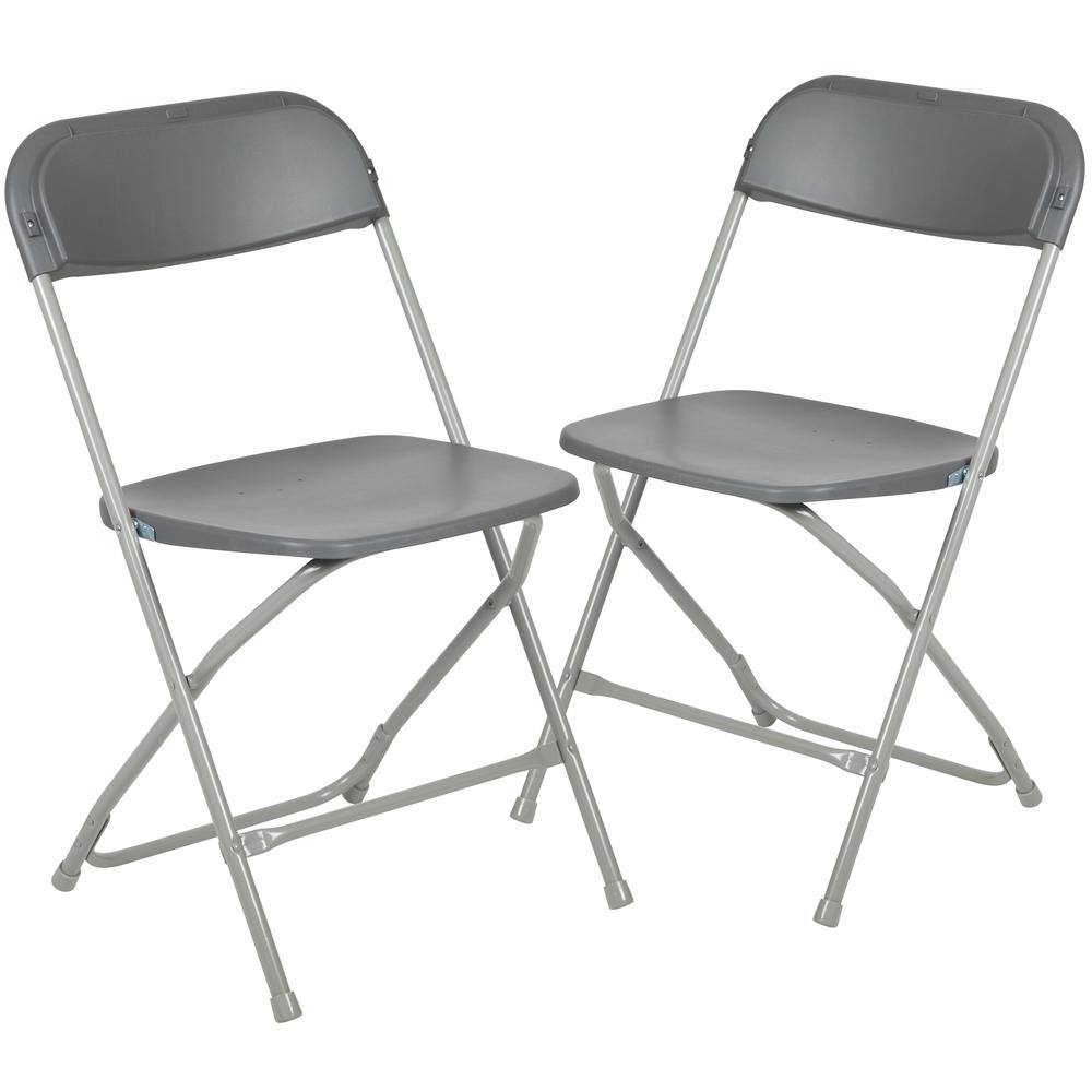 Folding Chair -  - Grey Plastic - 650LB Weight Capacity. Picture 1