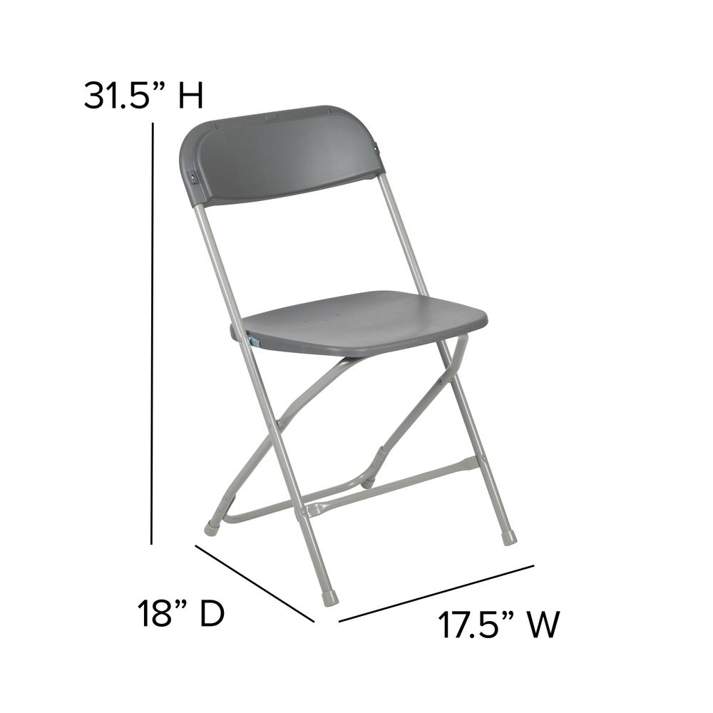 Folding Chair -  - Grey Plastic - 650LB Weight Capacity. Picture 2