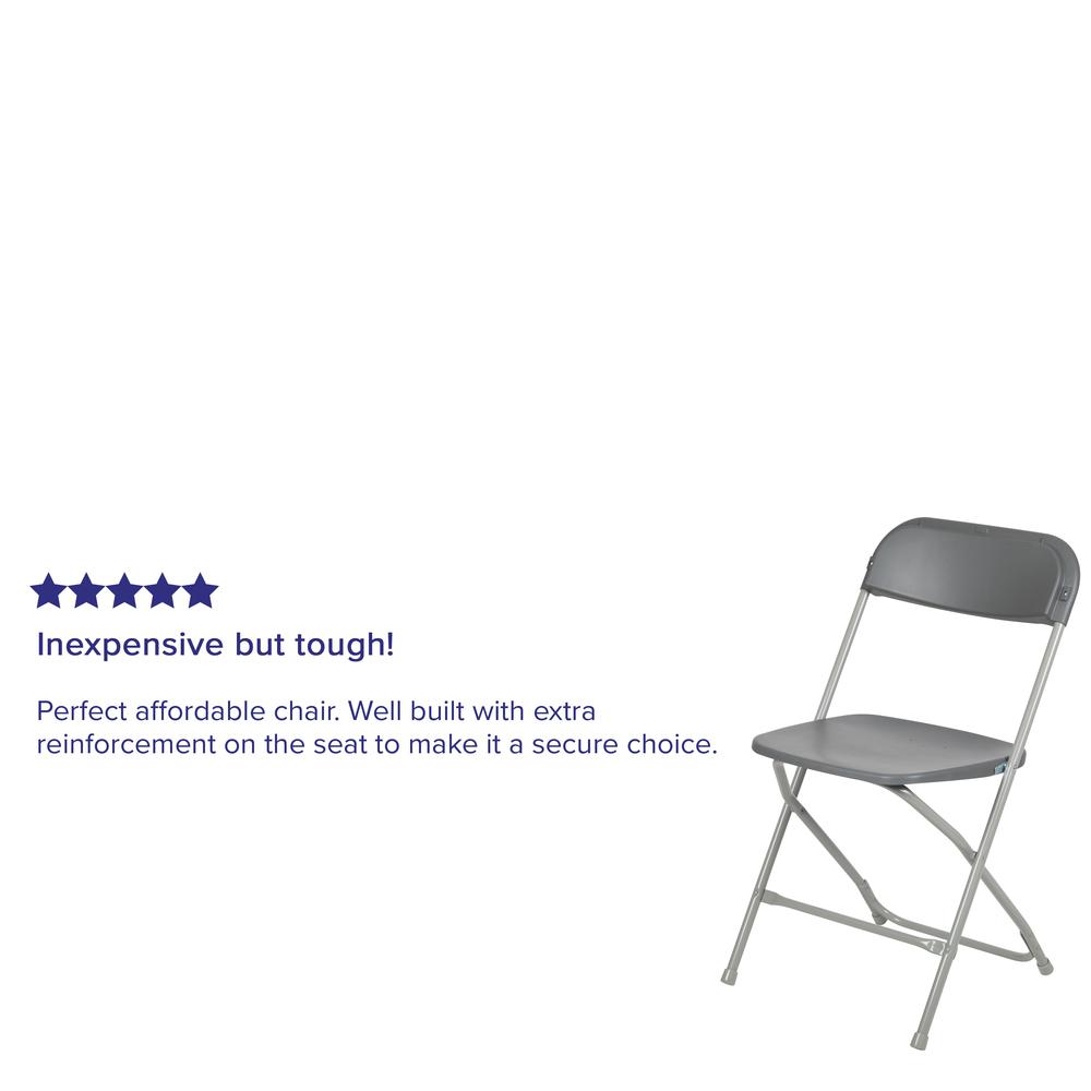 Folding Chair -  - Grey Plastic - 650LB Weight Capacity. Picture 14
