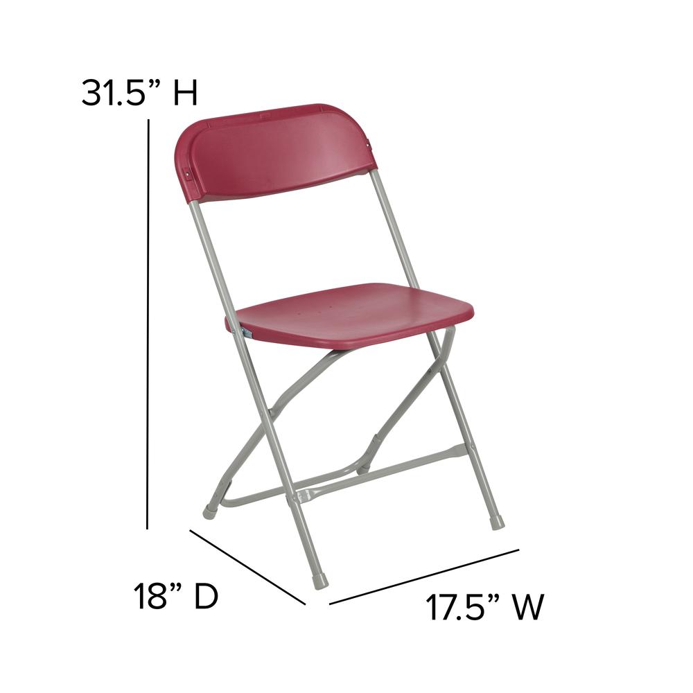 Folding Chair -  - Red Plastic - 650LB Weight Capacity. Picture 2