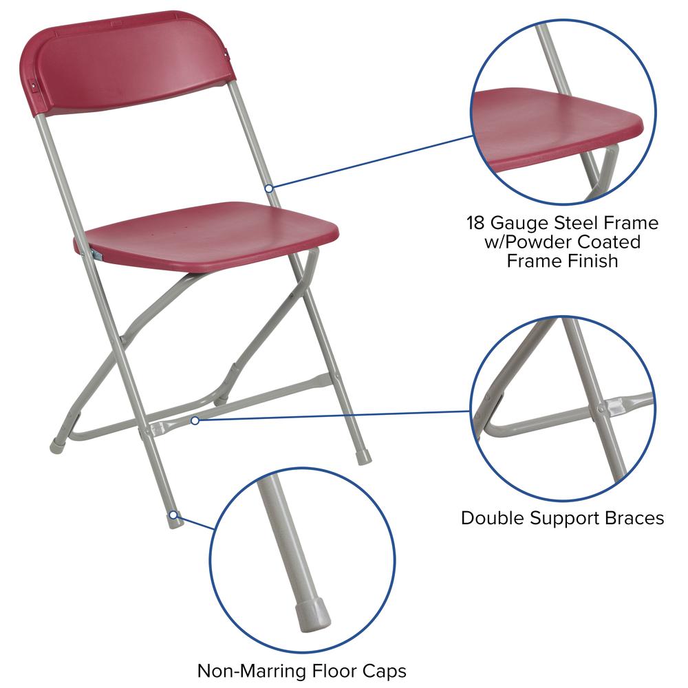 Folding Chair -  - Red Plastic - 650LB Weight Capacity. Picture 7