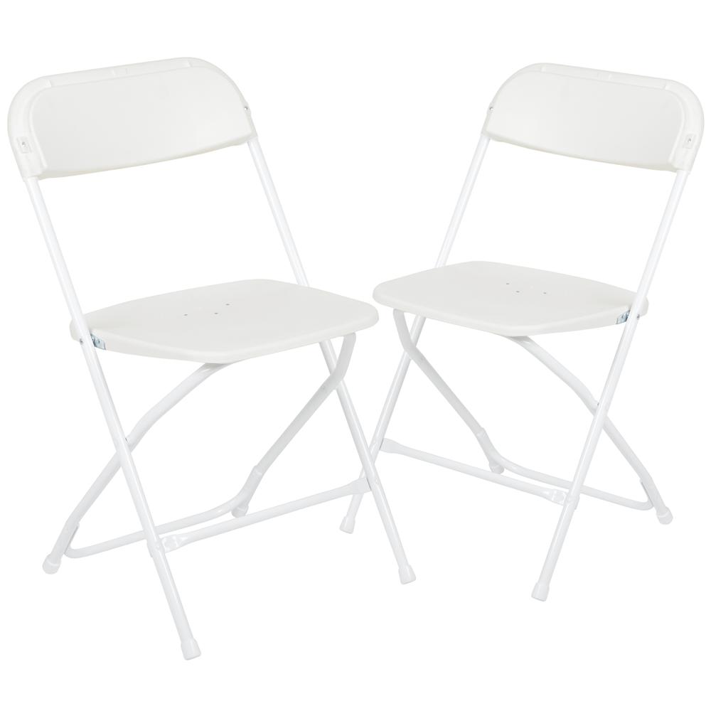Plastic Folding Chair White - 2 Pack 650LB Weight Capacity. Picture 1
