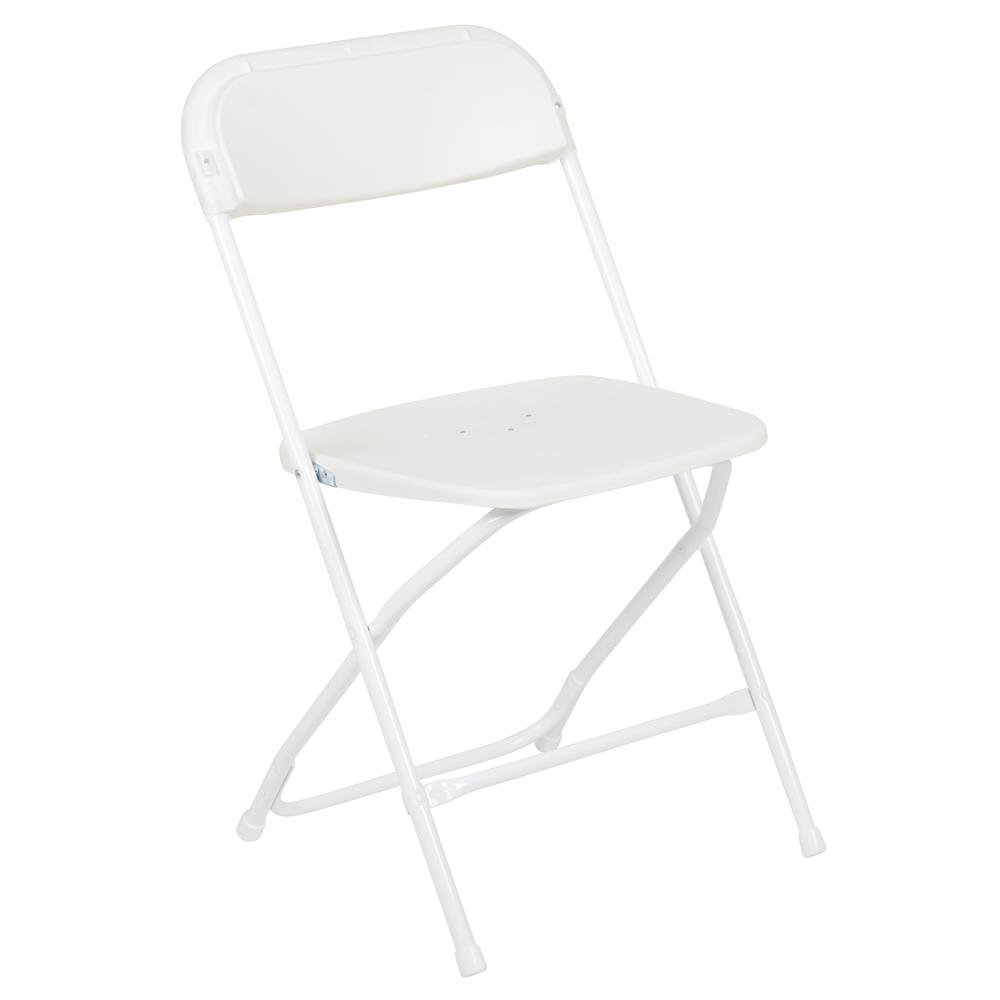 Plastic Folding Chair White - 2 Pack 650LB Weight Capacity. Picture 3