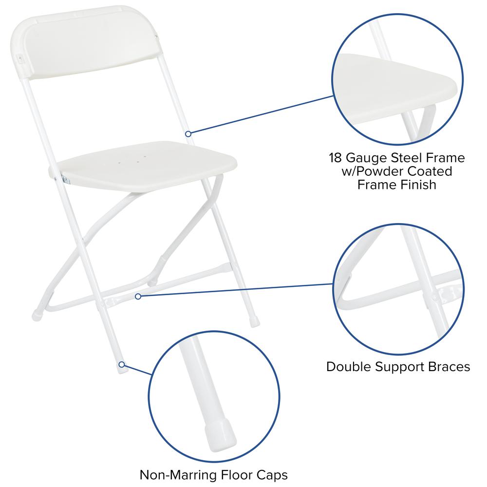 Plastic Folding Chair White - 2 Pack 650LB Weight Capacity. Picture 7